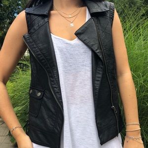 French Connection Leather Biker Vest